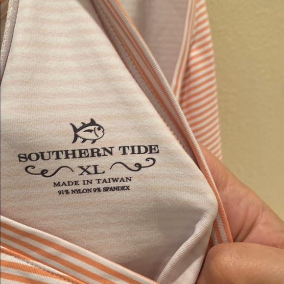 Southern Tide Pinkish Orange White Striped Sleeveless Tank Top - Picture 2 of 4